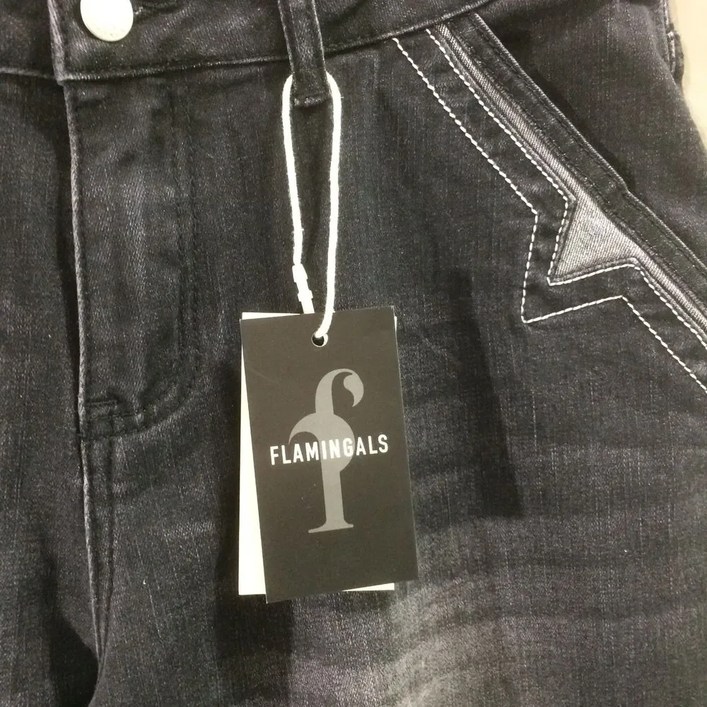 NEW Flamingals Black Wide Leg Jeans Size Small High Rise Stretch Denim NWT